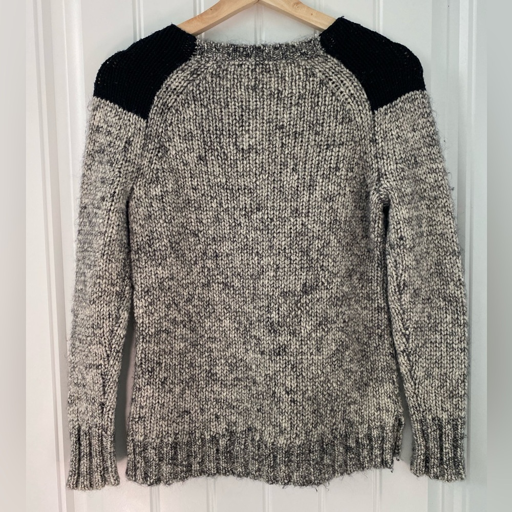 J. Crew Marled Shoulder Patch Wool Blend Black/ Gray Sweater Women's Size Small
